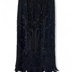 Women’s Black Beaded Midi Skirt Size Small Whimsical Fairy Goth Mermaidcore
